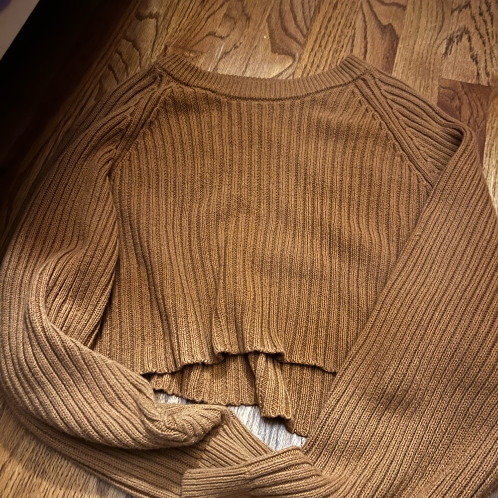 Brown Ribbed Women's Sweater
